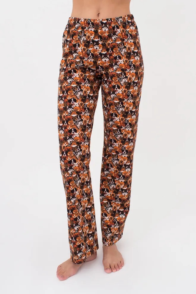 Жіноча піжама зі штанами та кофтою з круглими краями FUNKY DOGS 5340/010 Giulia (creamy beige/dog), бежевий