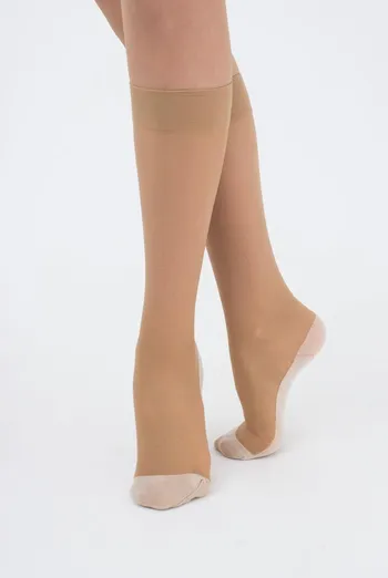 Капронові гольфи з бавовняними слідками Footies style knee-high Giulia (daino), бежевий