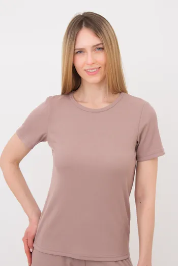 Футболка жіноча в рубчик Rib 4804/010 Giulia (light beige), бежевий