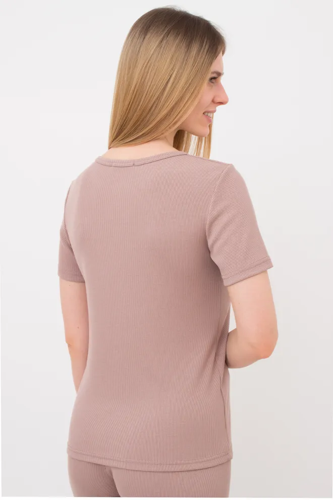Футболка жіноча в рубчик Rib 4804/010 Giulia (light beige), бежевий