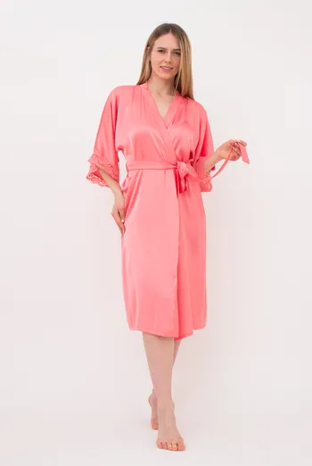 Халат жіночий на запа́х Helena 7214/051 Giulia (coral), рожевий Халат жіночий на запа́х Helena 7214/051 Giulia (coral), рожевий