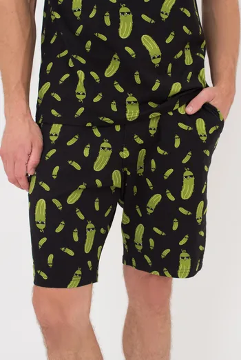 Чоловічі шорти з принтом огірки COUNTRY PRINT 9002/010 Giulia (black/cucumbers), чорний