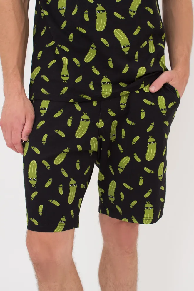Чоловічі шорти з принтом огірки COUNTRY PRINT 9002/010 Giulia (black/cucumbers), чорний