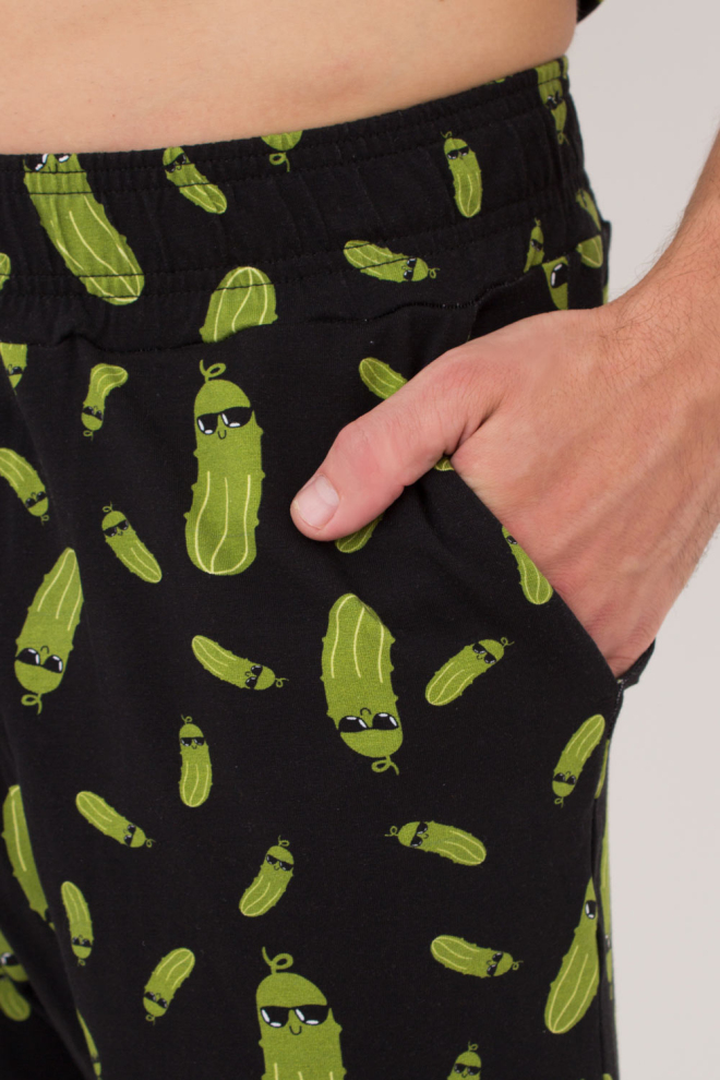 Чоловічі шорти з принтом огірки COUNTRY PRINT 9002/010 Giulia (black/cucumbers), чорний