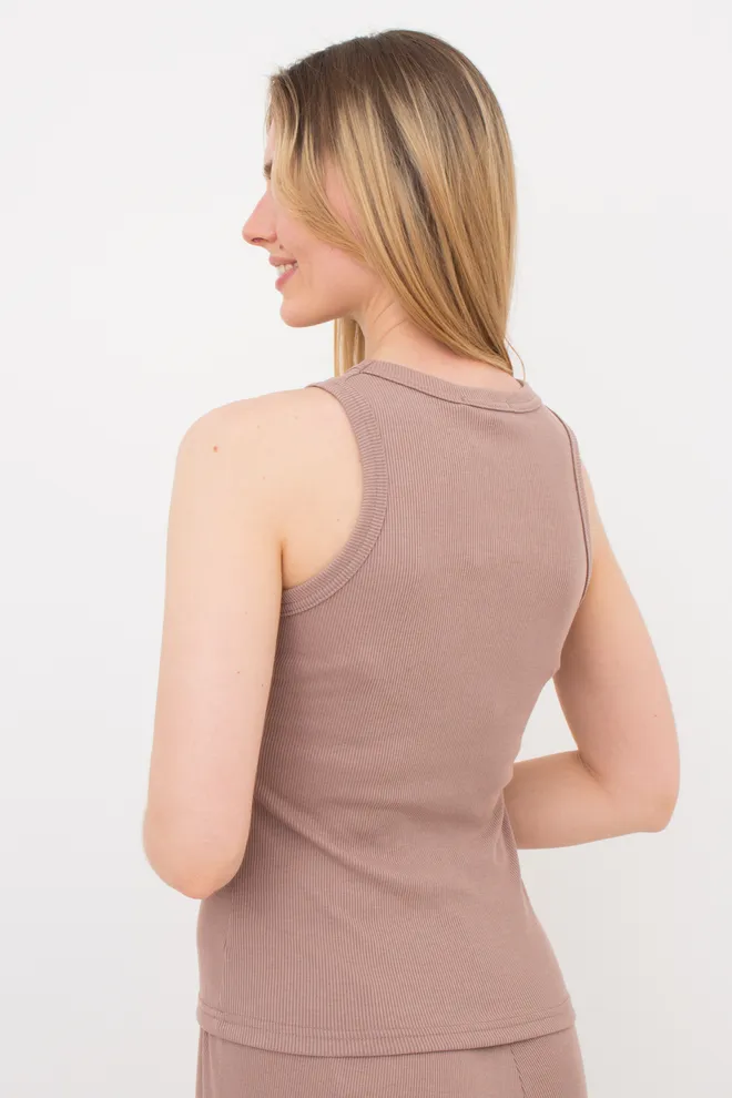 Жіноча майка з бавовни в рубчик RIB 3814/010 Giulia light beige (бежевий)
