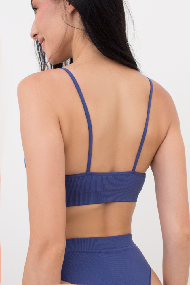 Безшовний топ в рубчик на тонких бретелях CAMI TOP RIB Giulia (marlin), синій