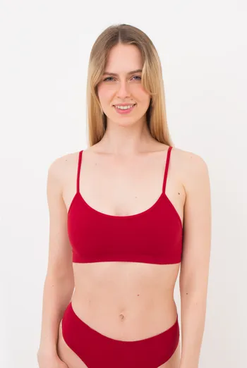 Безшовний топ в рубчик на тонких бретелях CAMI TOP RIB Giulia (winery), бордовий