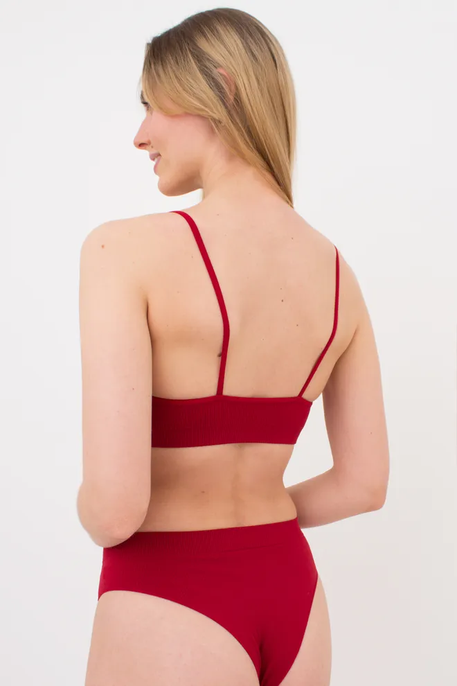 Бесшовный топ в рубчик на тонких бретелях CAMI TOP RIB Giulia (winery), бордовый