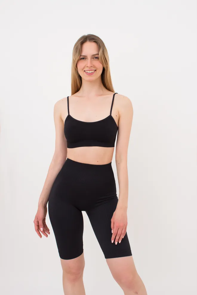 Жіночі безшовні велосипедки в рубчик з пуш-ап ефектом TRACKS RIB SHAPE Giulia (black), чорний