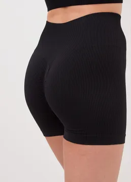Женские бесшовные шорты в рубчик с пуш-ап эффектом SHORTS RIB SHAPE Giulia (black), черный