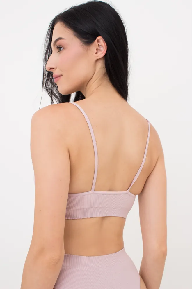 Безшовний топ в рубчик на тонких бретелях CAMI TOP RIB Giulia (burnished lilac), рожевий