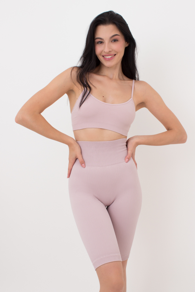 Жіночі безшовні велосипедки в рубчик з пуш-ап ефектом TRACKS RIB SHAPE Giulia (burnished lilac), рожевий