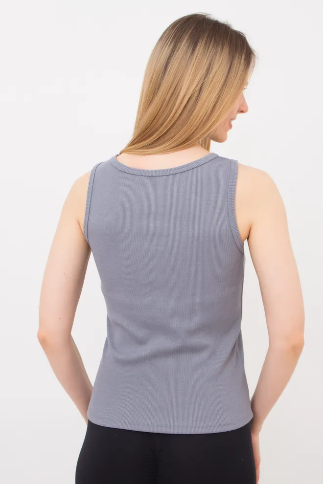 Майка жіноча в рубчик на широких бретелях RIB 3808/010 Giulia (grey), сірий