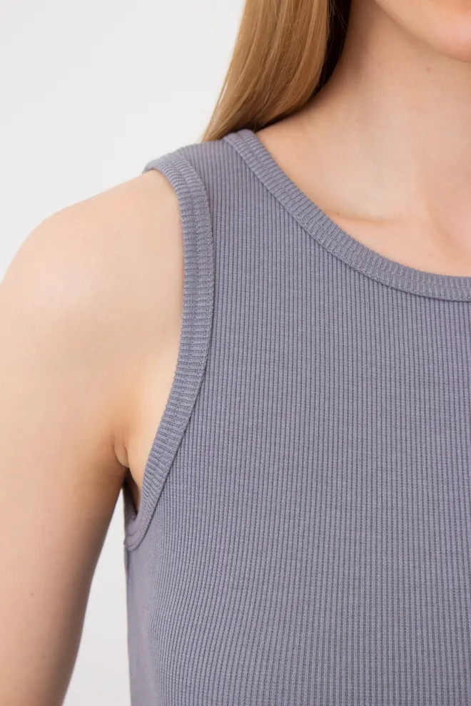 Майка жіноча в рубчик на широких бретелях RIB 3808/010 Giulia (grey), сірий