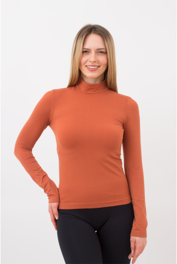 Бесшовный лонгслив с короткой горловиной LONG SLEEVE NECK Giulia (burnt sienna), оранжевый Бесшовный лонгслив с короткой горловиной LONG SLEEVE NECK Giulia (burnt sienna), оранжевый