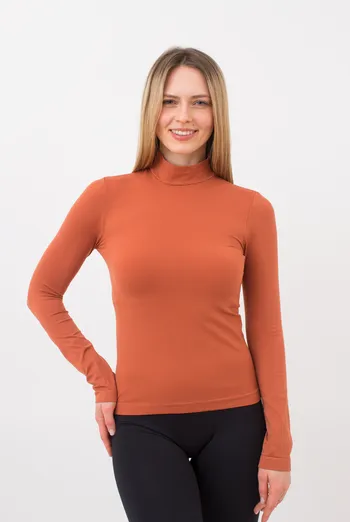 Безшовний лонгслів з короткою горловиною LONG SLEEVE NECK Giulia (burnt sienna), помаранчевий Безшовний лонгслів з короткою горловиною LONG SLEEVE NECK Giulia (burnt sienna), помаранчевий