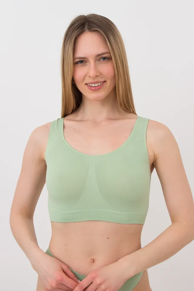 Безшовний топ на широких бретелях Tank top Giulia (kohlrabi), зелений