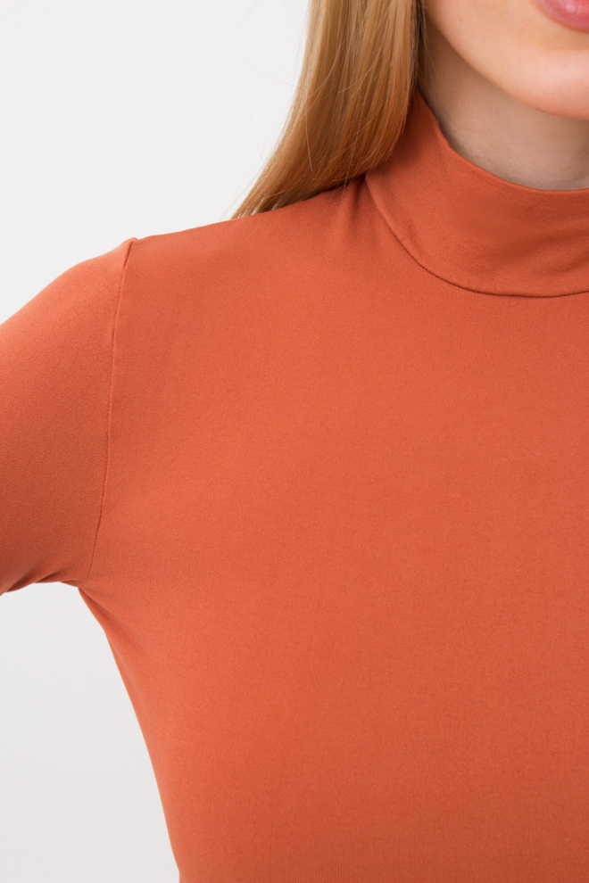 Бесшовный лонгслив с короткой горловиной LONG SLEEVE NECK Giulia (burnt sienna), оранжевый