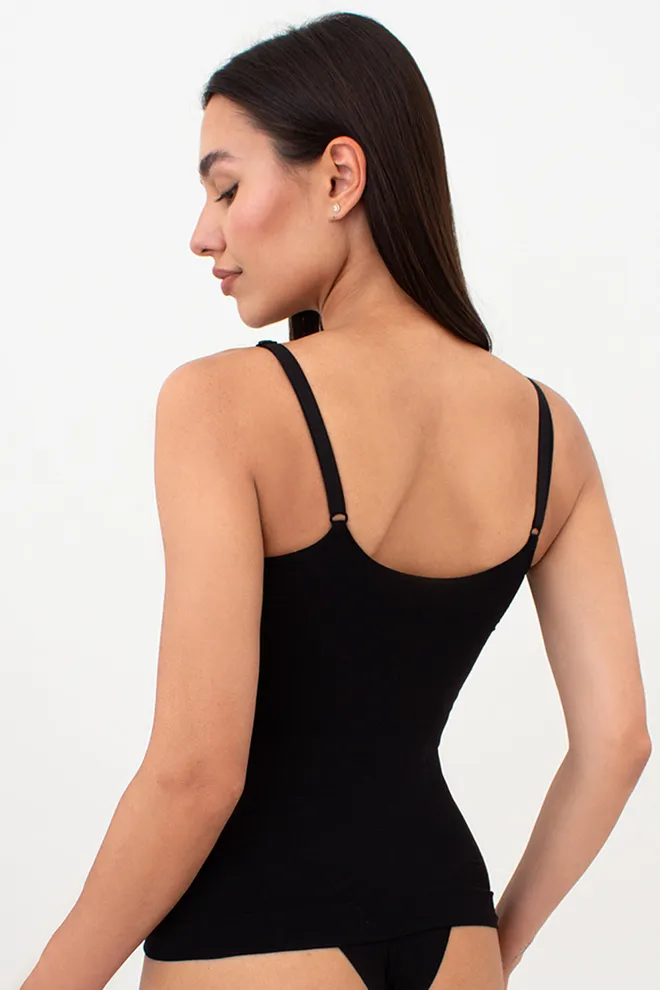 Бесшовная майка с легким моделирующим эффектом CAMI SHAPEWEAR Giulia (black), черный