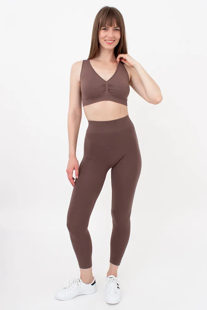 Безшовні легінси з мікрофібри LEGGINGS Giulia (deep taupe), коричневий