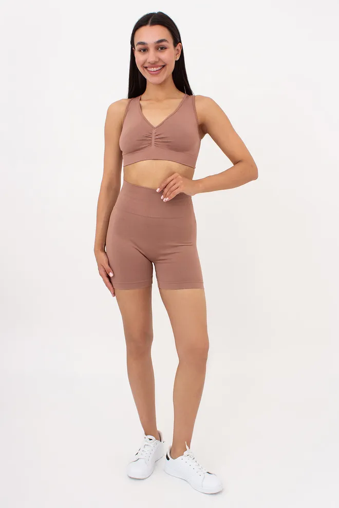 Безшовні шорти з ефектом пуш-ап SHORTS SHAPE Giulia (mokko), коричневий
