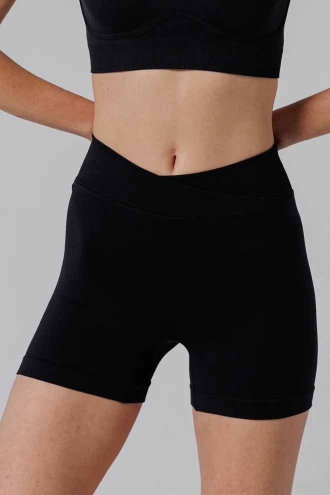 Безшовні шорти з V-поясом SHORTS FLOW Giulia (black), чорний