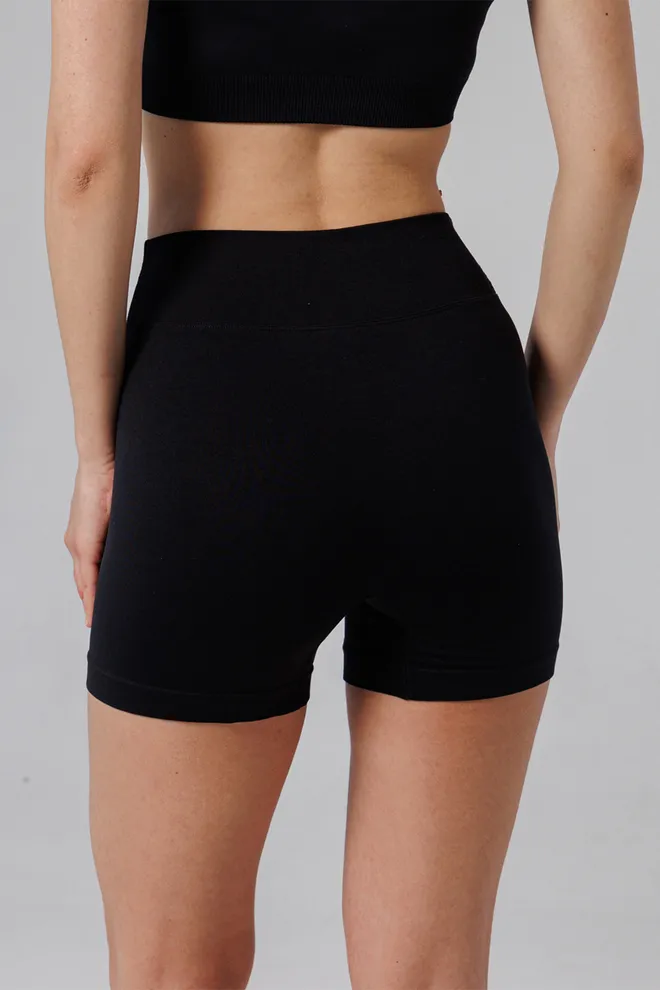 Безшовні шорти з V-поясом SHORTS FLOW Giulia (black), чорний