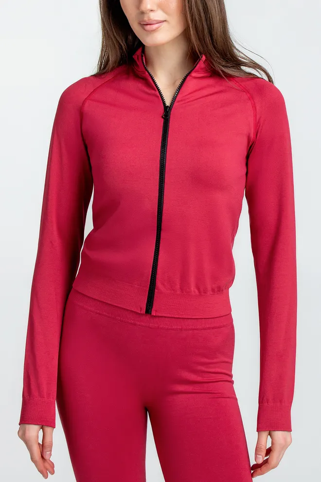 Бесшовный лонгслив с молнией JACKET Giulia (winterberry), красный