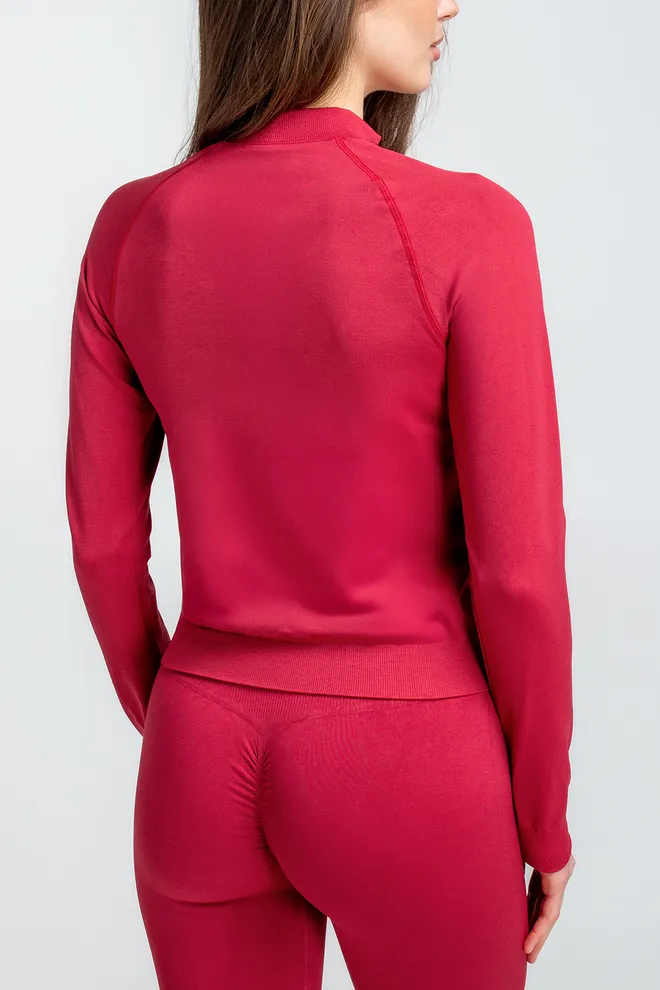 Бесшовный лонгслив с молнией JACKET Giulia (winterberry), красный