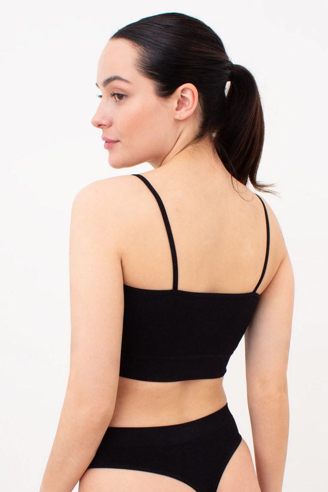 Бесшовный топ с зернистой текстурой CAMI TOP GRAIN Giulia (black), черный