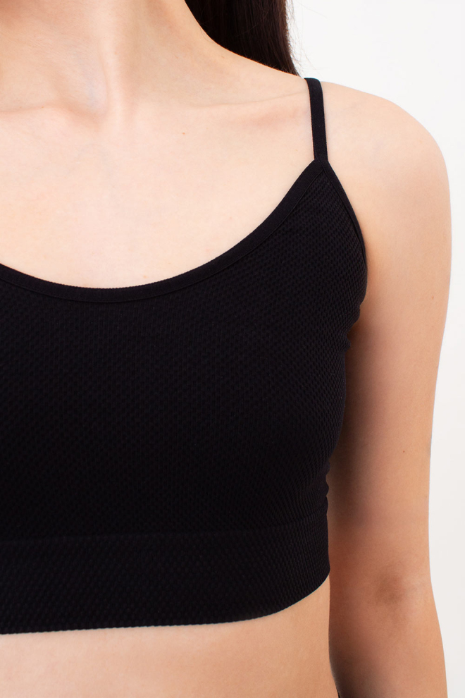 Бесшовный топ с зернистой текстурой CAMI TOP GRAIN Giulia (black), черный