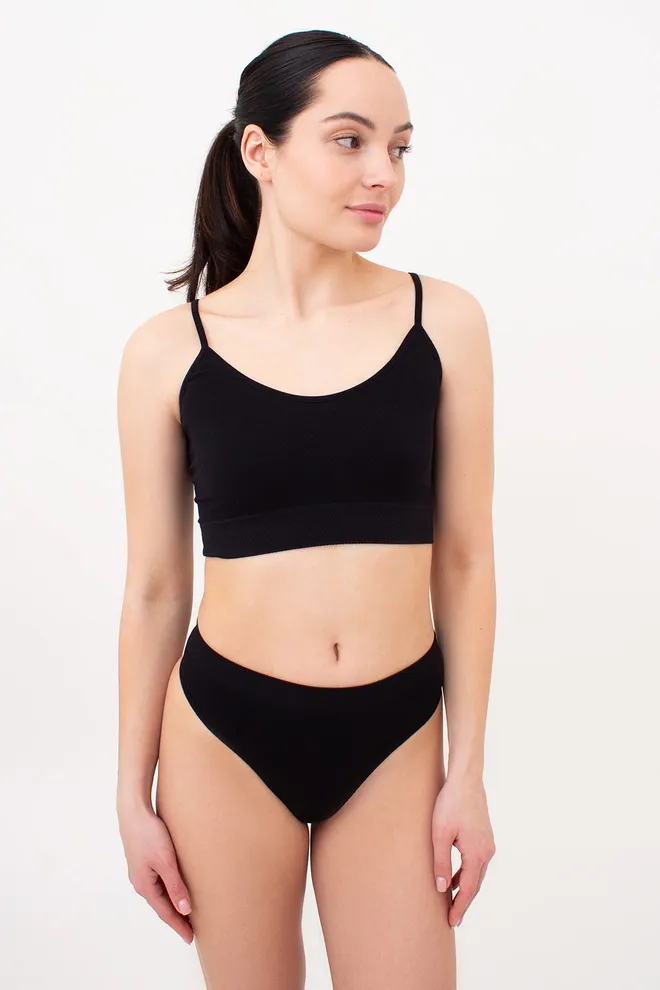 Безшовний топ із зернистою текстурою CAMI TOP GRAIN Giulia (black), чорний