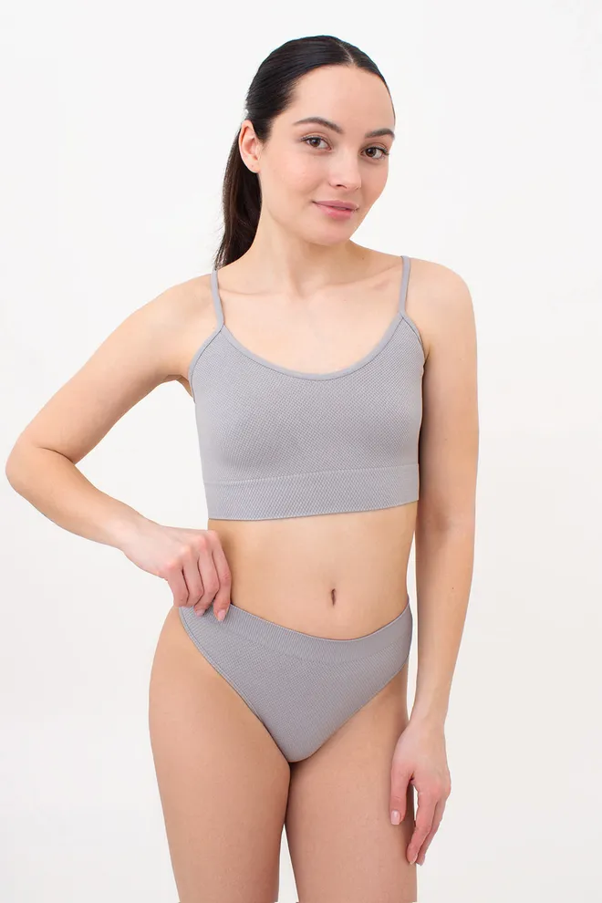 Безшовний топ із зернистою текстурою CAMI TOP GRAIN Giulia (griffin), сірий