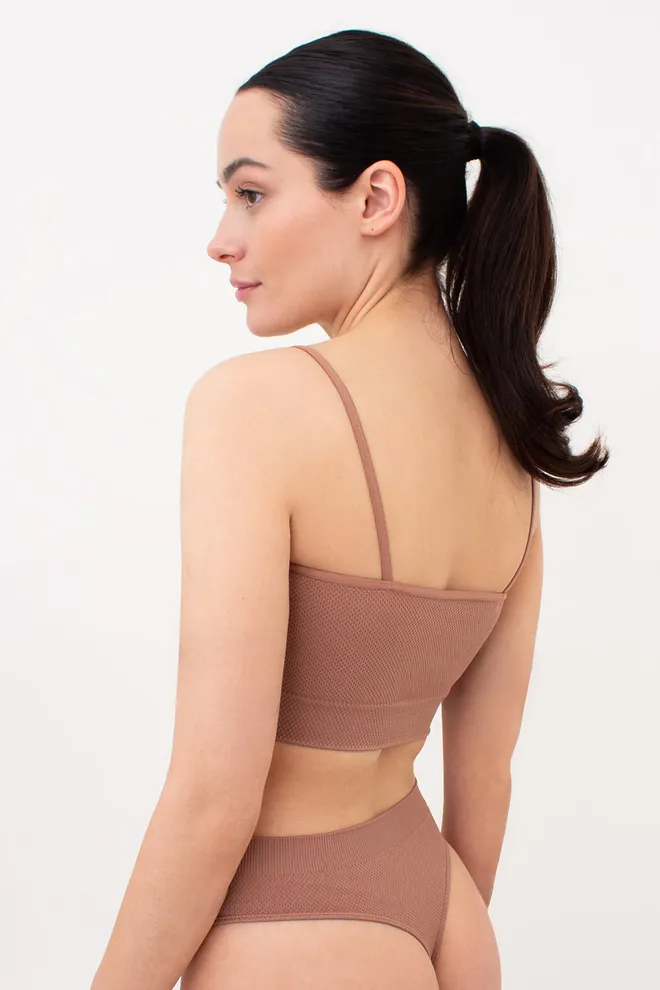 Безшовний топ із зернистою текстурою CAMI TOP GRAIN Giulia (mokko), коричневий