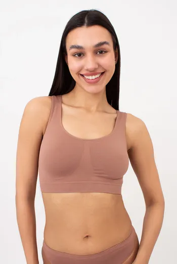 Бесшовный топ на широких бретелях TANK TOP Giulia (mokko), коричневый