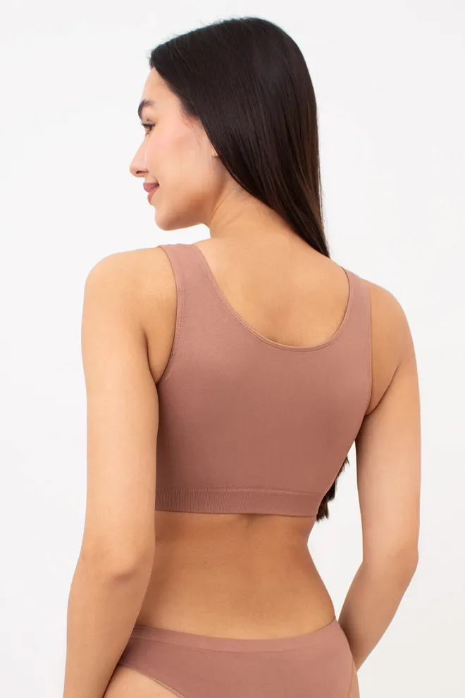 Безшовний топ на широких бретелях TANK TOP Giulia (mokko), коричневий