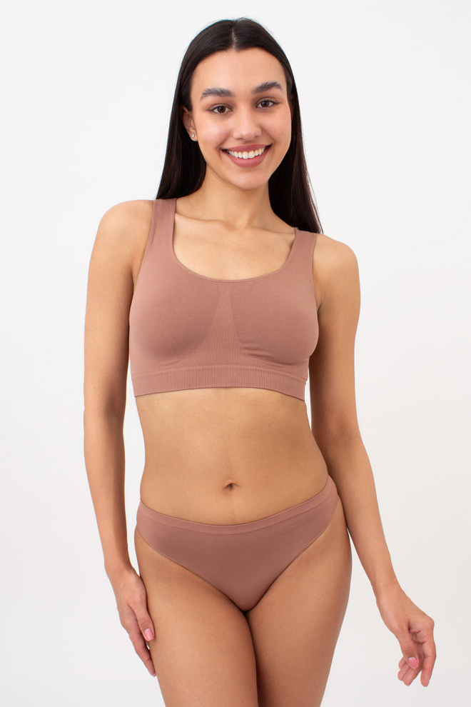 Безшовний топ на широких бретелях TANK TOP Giulia (mokko), коричневий