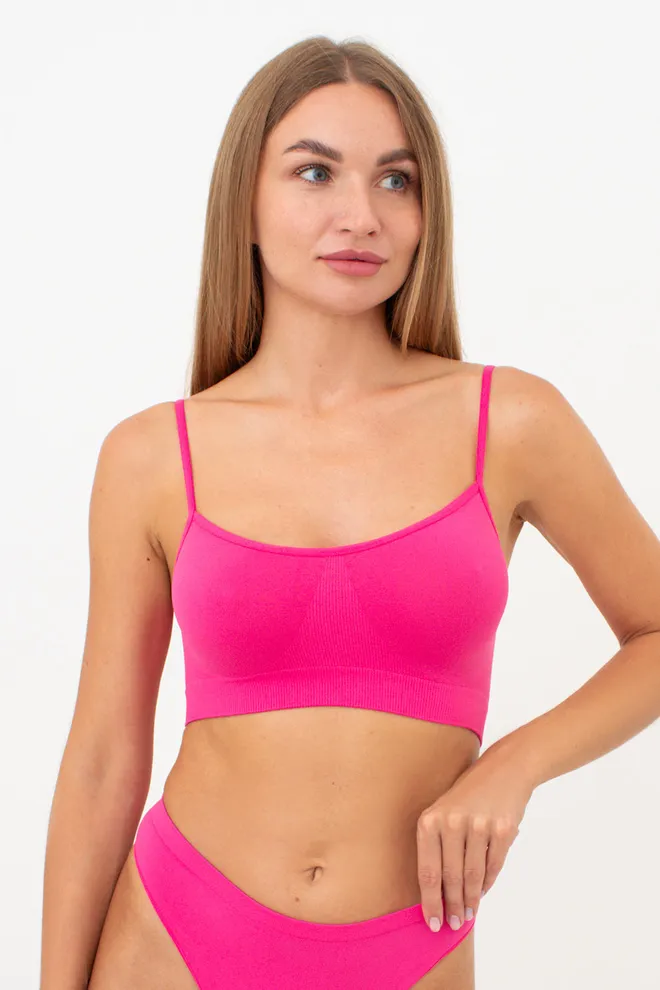 Безшовний топ на тонких бретелях CAMI TOP Giulia (bright pink), рожевий