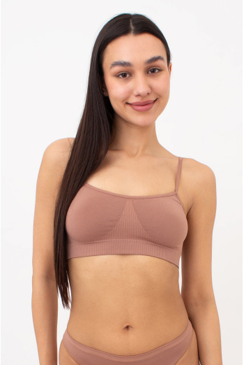 Безшовний топ на тонких бретелях CAMI TOP Giulia (mokko), коричневий