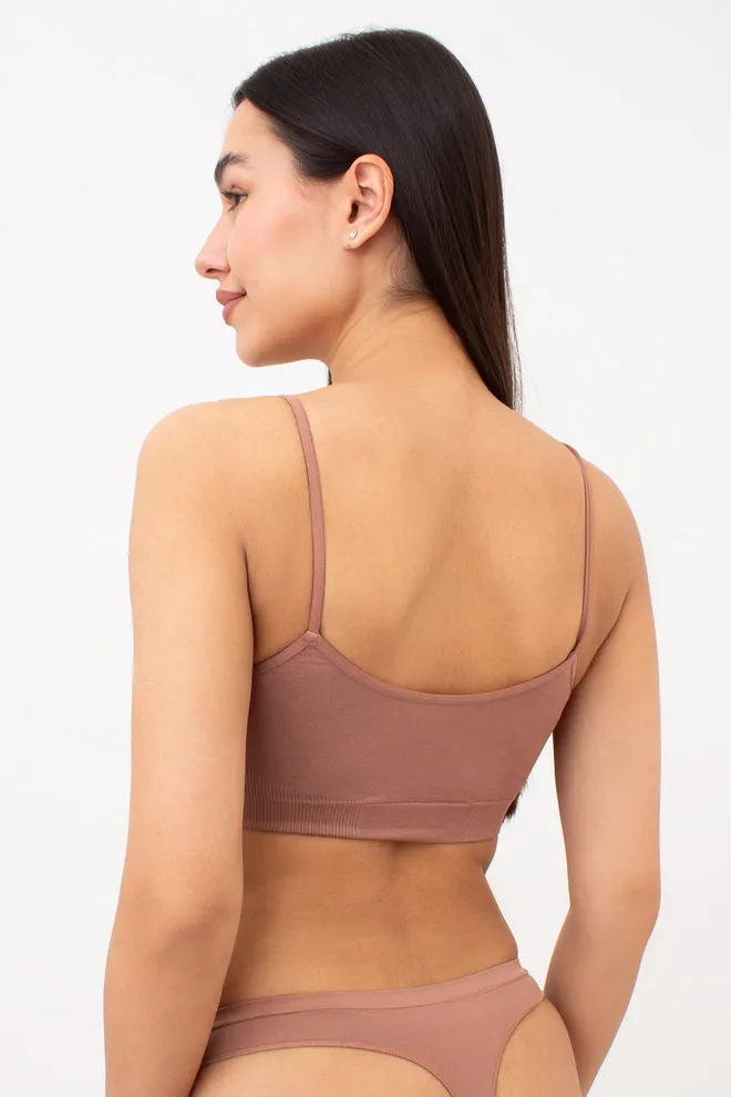 Безшовний топ на тонких бретелях CAMI TOP Giulia (mokko), коричневий