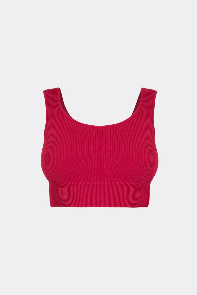 Безшовний топ в рубчик на широких бретелях TOP RIB Giulia (winterberry), червоний