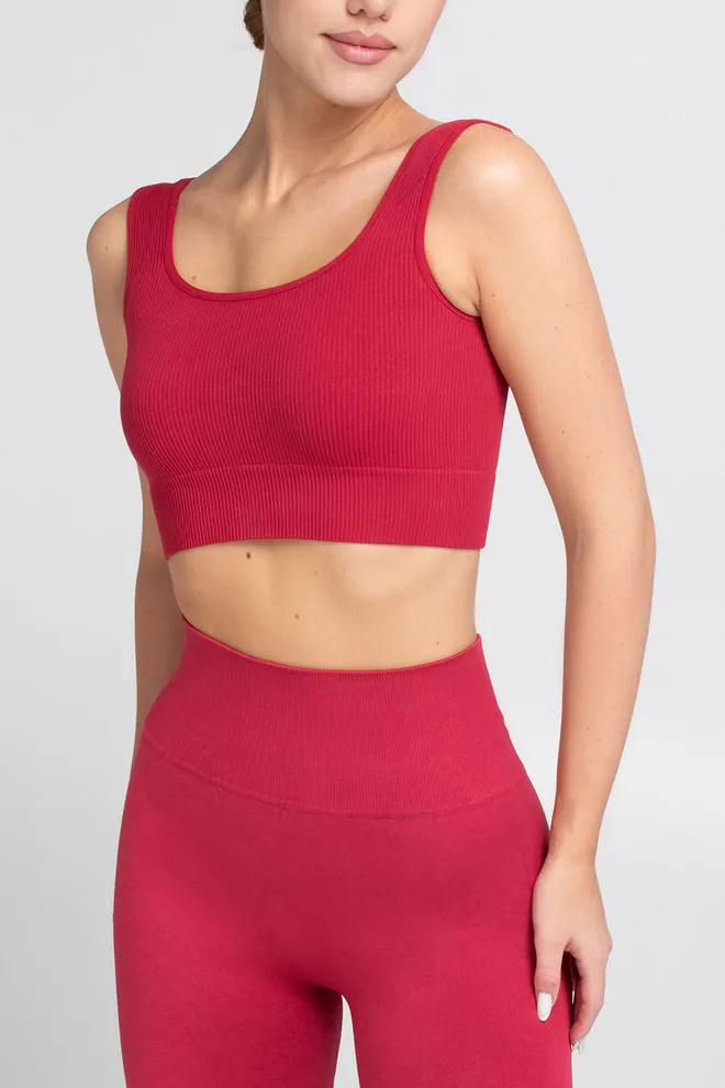 Безшовний топ в рубчик на широких бретелях TOP RIB Giulia (winterberry), червоний