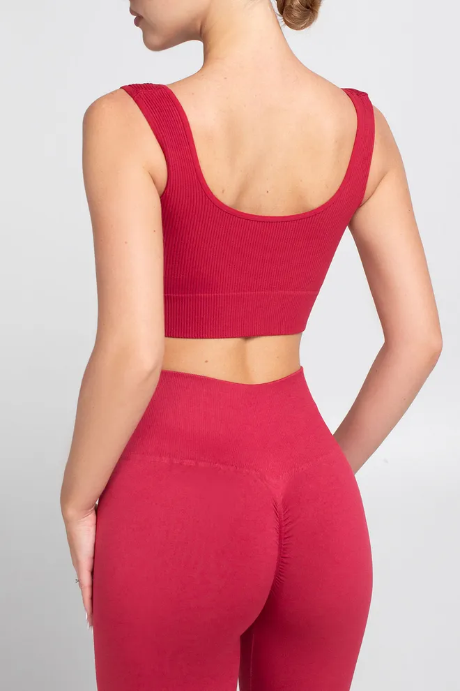 Безшовний топ в рубчик на широких бретелях TOP RIB Giulia (winterberry), червоний