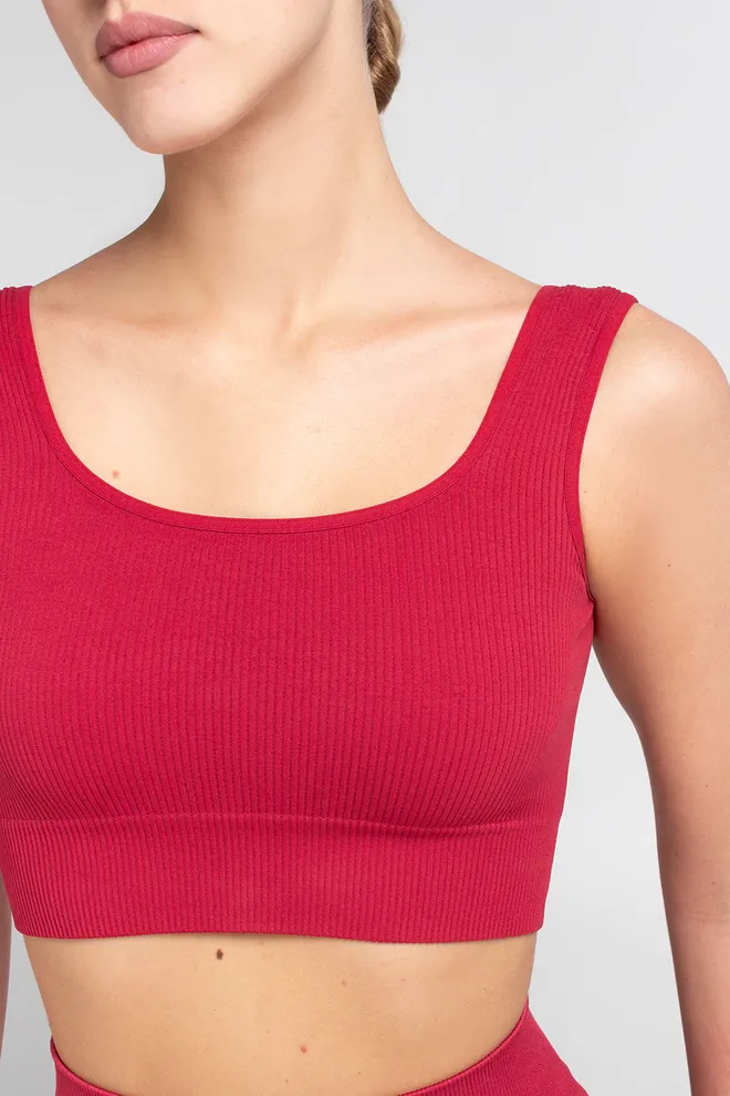 Безшовний топ в рубчик на широких бретелях TOP RIB Giulia (winterberry), червоний