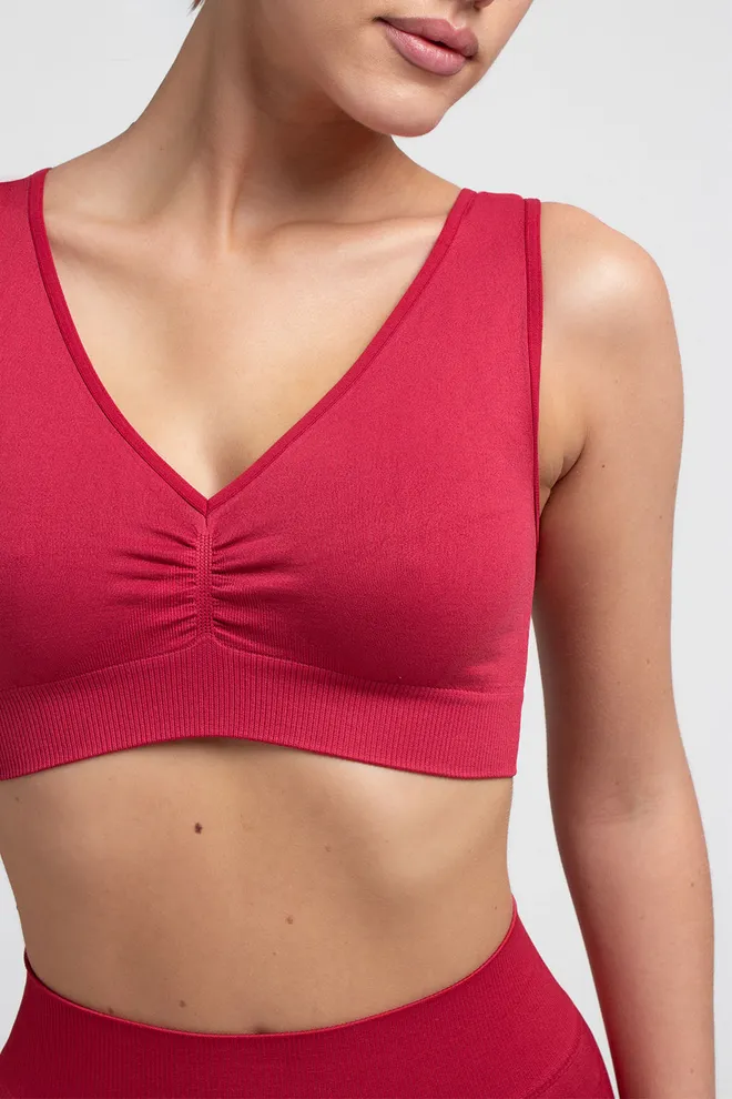 Безшовний топ з push-up TOP SHAPE Giulia (winterberry), червоний