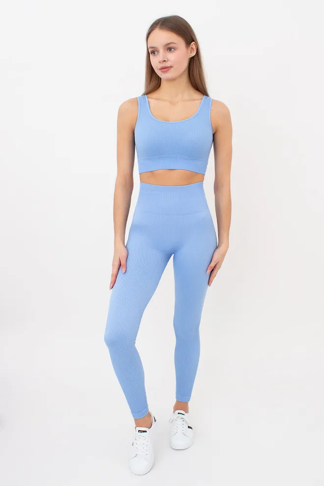 Безшовний топ в рубчик на широких бретелях TOP RIB Giulia (lacecap hydrangea), блакитний