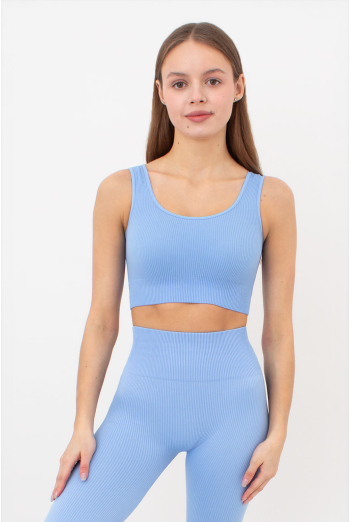 Безшовний топ в рубчик на широких бретелях TOP RIB Giulia (lacecap hydrangea), блакитний