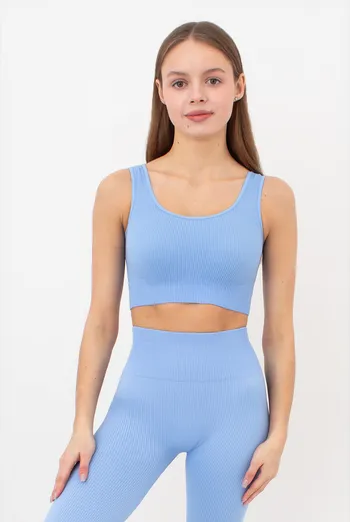 Бесшовный топ в рубчик на широких бретелях TOP RIB Giulia (lacecap hydrangea), голубой Бесшовный топ в рубчик на широких бретелях TOP RIB Giulia (lacecap hydrangea), голубой