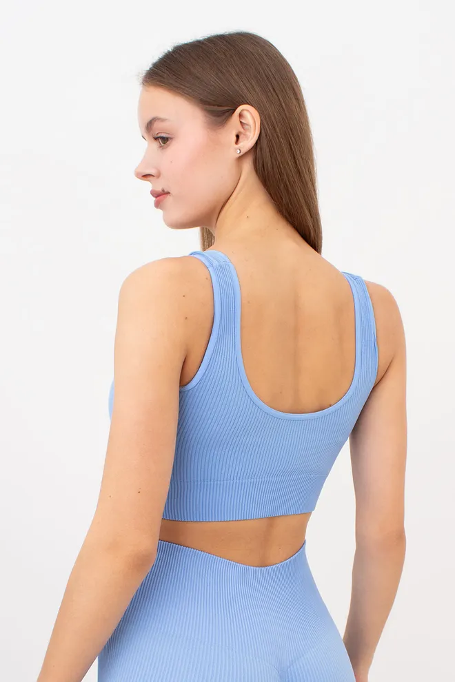 Безшовний топ в рубчик на широких бретелях TOP RIB Giulia (lacecap hydrangea), блакитний