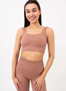 Бесшовный топ в рубчик на широких бретелях TOP RIB Giulia (mokko), коричневый Бесшовный топ в рубчик на широких бретелях TOP RIB Giulia (mokko), коричневый